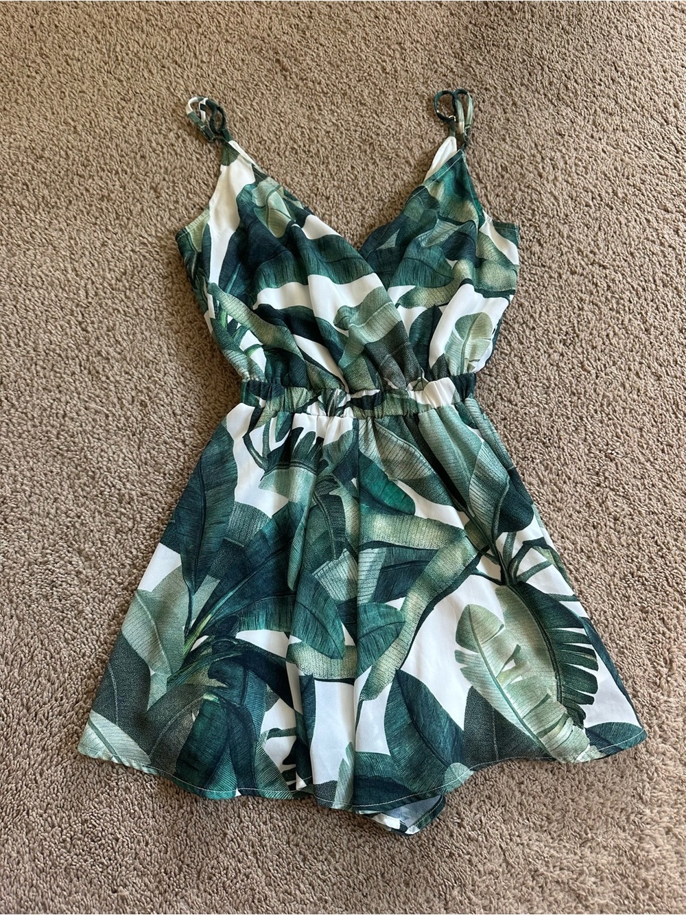 Show Me Your MuMu Tropical Green Leaf One-Piece Romper.